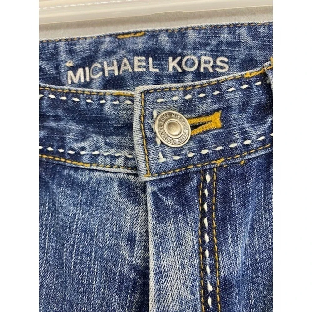 Michael Kors Womens Size 6/31 Blue Wash‎ Denim Bootcut Jeans Embellished Pockets